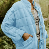 Veste Matelassée Courte Boutonnée Coupe Décontractée Confort