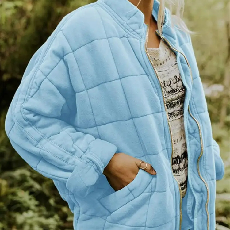 Veste Matelassée Courte Boutonnée Coupe Décontractée Confort