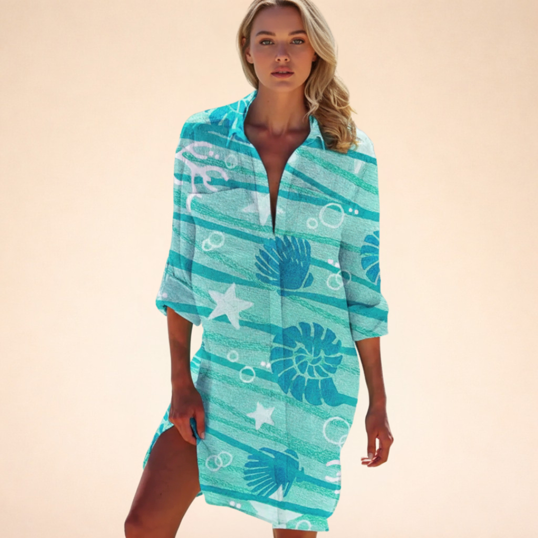 Robe Chemise Imprimée à Manches Longues