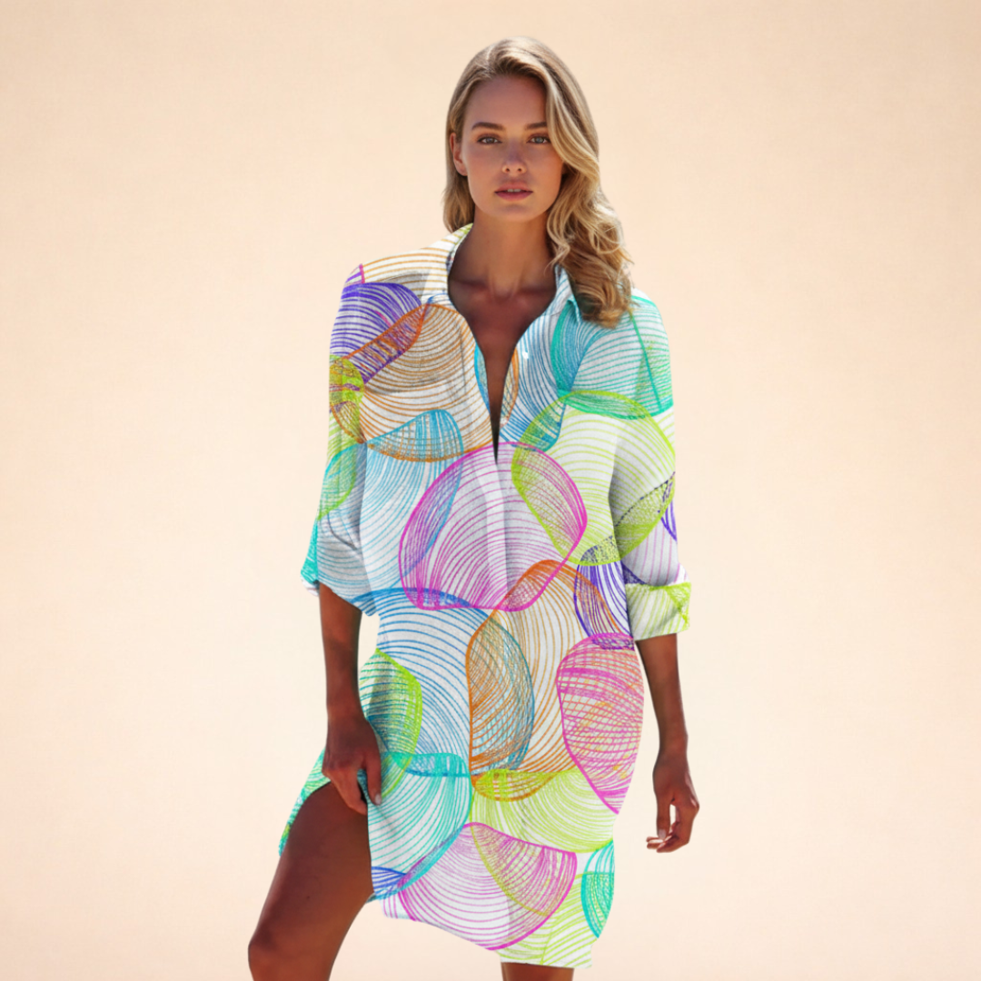 Robe Chemise Imprimée à Manches Longues
