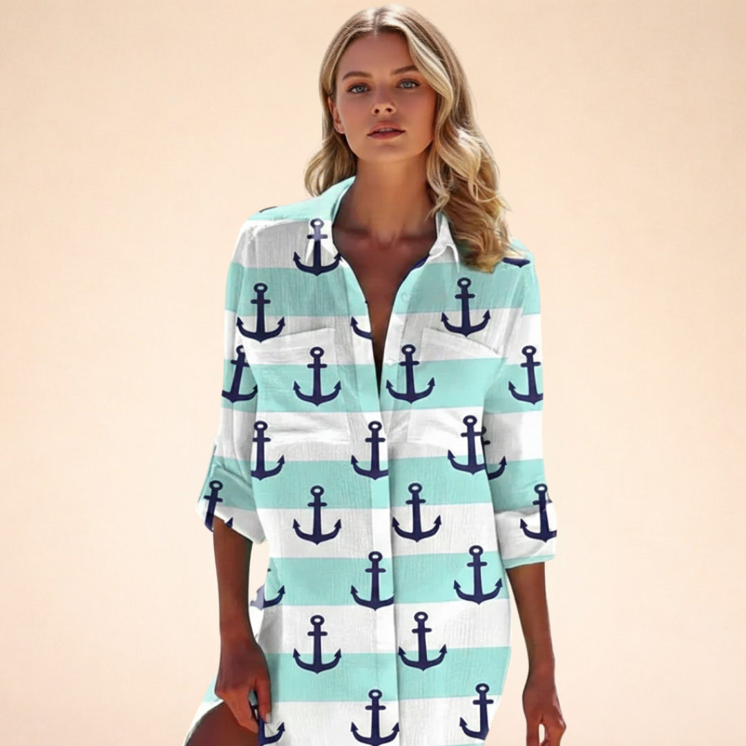 Robe Chemise Imprimée à Manches Longues
