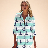 Robe Chemise Imprimée à Manches Longues