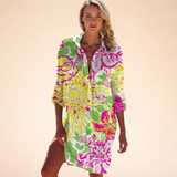 Robe Chemise Imprimée à Manches Longues