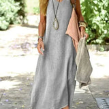 Robe Longue Femme Sans Manches à Col V