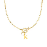 Collier maille trombone avec pendentif initiale