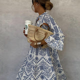 Robe Midi Imprimée Bohème Fluide Chic Décontracté