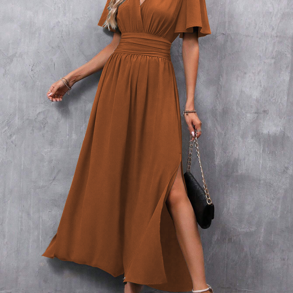 Robe Femme Longue Élégante Fendue Taille Haute