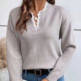 Pull Femme à Col V en Maille Côtelée