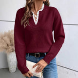 Pull Femme à Col V en Maille Côtelée