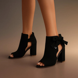 Bottines à Talons Ouverts avec Nœud