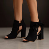 Bottines à Talons Ouverts avec Nœud