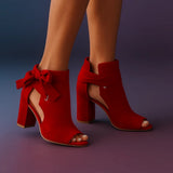 Bottines à Talons Ouverts avec Nœud