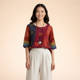 Blouse Imprimée à Col Rond