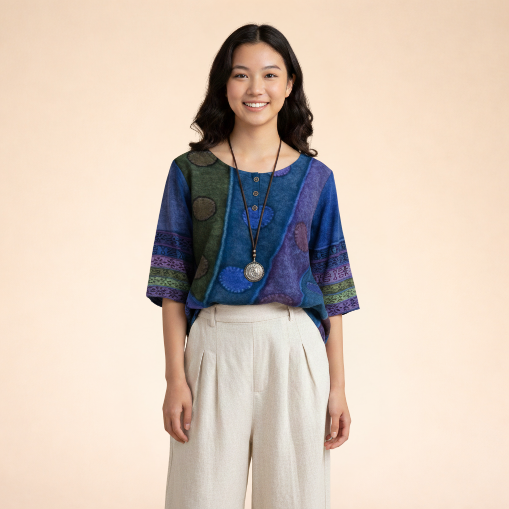Blouse Imprimée à Col Rond