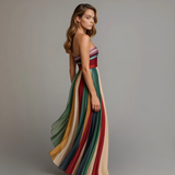 Robe Longue Bustier Rayée