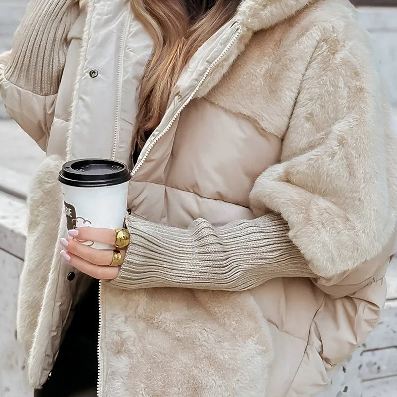 Doudoune Femme Doublée Fausse Fourrure – Veste Hiver Tendance