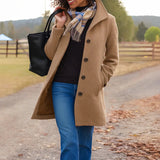 Manteau long en laine à boutonnage devant