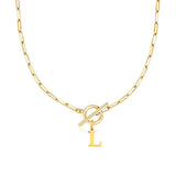 Collier maille trombone avec pendentif initiale