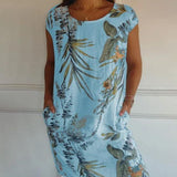 Robe Courte Imprimé Tropical Coupe Ample Été Chic