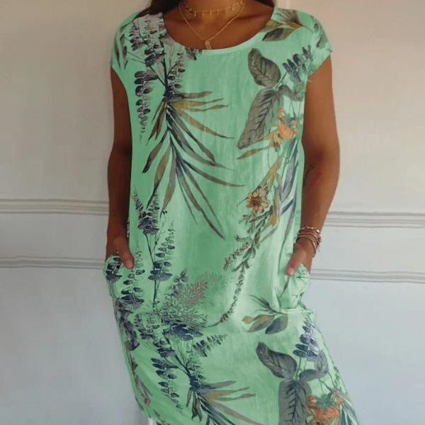 Robe Courte Imprimé Tropical Coupe Ample Été Chic