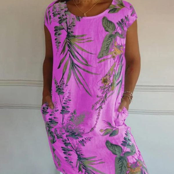 Robe Courte Imprimé Tropical Coupe Ample Été Chic