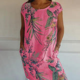 Robe Courte Imprimé Tropical Coupe Ample Été Chic