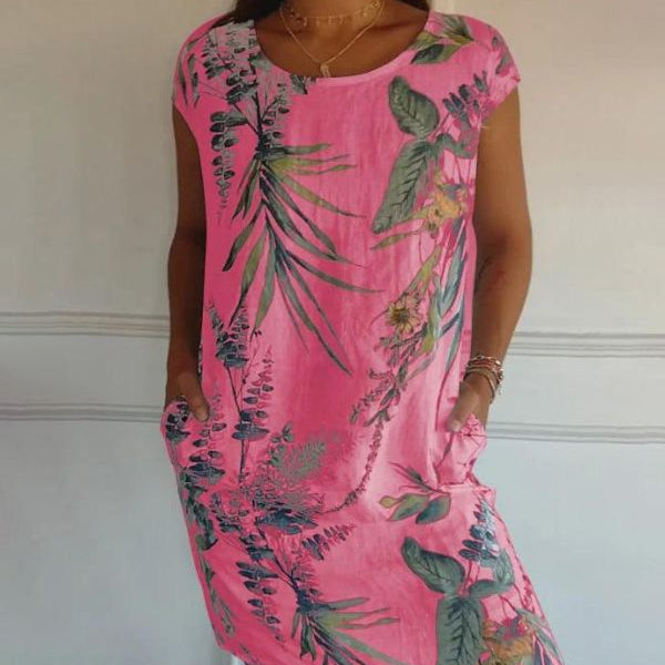 Robe Courte Imprimé Tropical Coupe Ample Été Chic