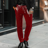 Pantalon à Sequins Coupe Droite