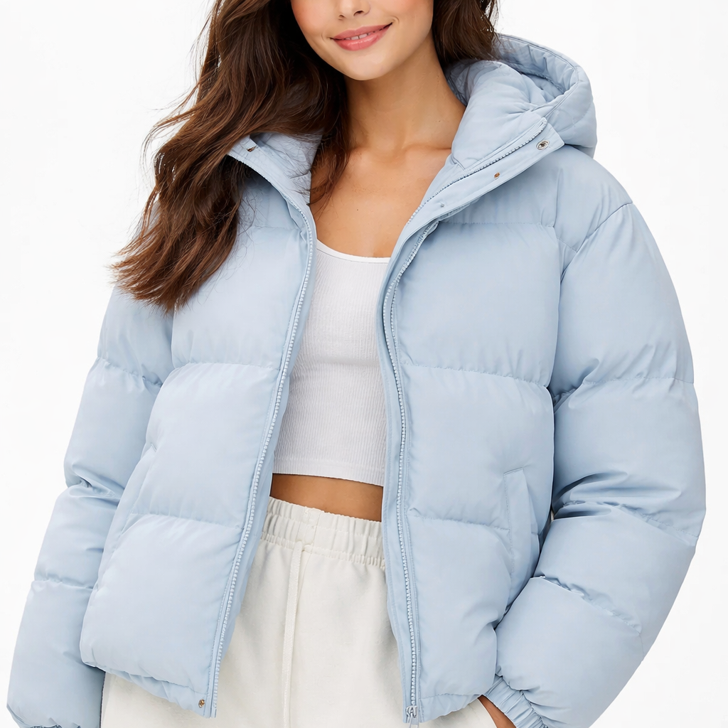 Doudoune Femme Courte Hiver à Capuche Confort