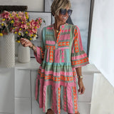 Robe Courte Imprimée à Col V