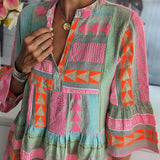 Robe Courte Imprimée à Col V