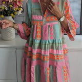 Robe Courte Imprimée à Col V