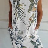 Robe Courte Imprimée à Col Rond