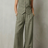 Ensemble femme gilet sans manches et pantalon large