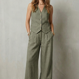 Ensemble femme gilet sans manches et pantalon large