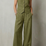 Ensemble femme gilet sans manches et pantalon large