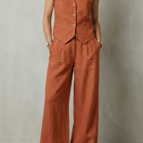 Ensemble femme gilet sans manches et pantalon large