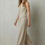 Ensemble femme gilet sans manches et pantalon large