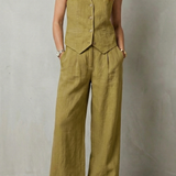 Ensemble femme gilet sans manches et pantalon large