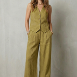 Ensemble femme gilet sans manches et pantalon large