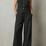 Ensemble femme gilet sans manches et pantalon large