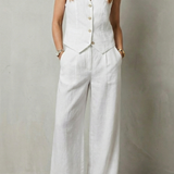 Ensemble femme gilet sans manches et pantalon large