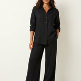 Ensemble deux pièces femme en lin mélangé jambe large