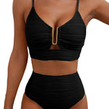 Bikini Femme Taille Haute à Détail Découpé