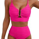 Bikini Femme Taille Haute à Détail Découpé