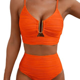 Bikini Femme Taille Haute à Détail Découpé
