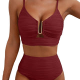 Bikini Femme Taille Haute à Détail Découpé