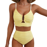 Bikini Femme Taille Haute à Détail Découpé