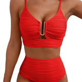 Bikini Femme Taille Haute à Détail Découpé