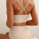 Bikini Femme Taille Haute à Détail Découpé
